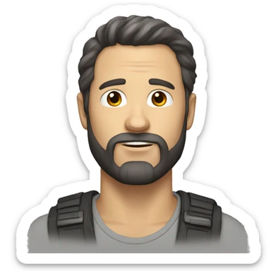 white man, dark hair and beard (40 year old) sticker
