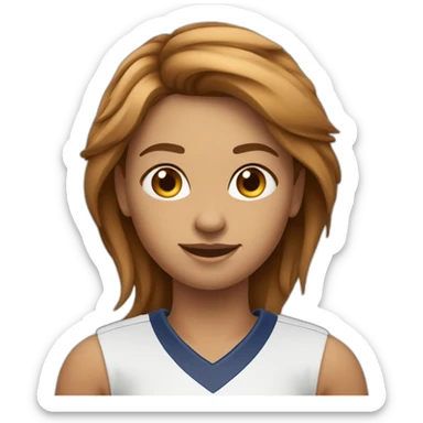 Fille à la peau pâle et au cheveux bruns clair qui joue au football sticker