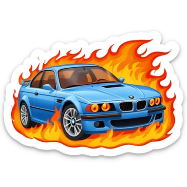 Blue bmw Car fire sticker