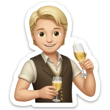 Leonardo in vest, drinking champagne sticker