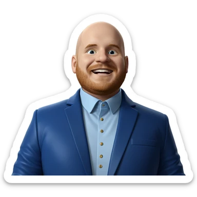 bald guy in blue jacket sticker