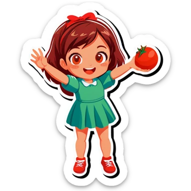 Girl throwing tomato sticker