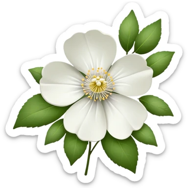 single Cherokee rose, straight stem sticker