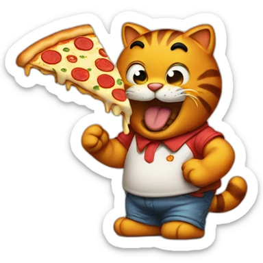 Garfield eating a pizza sticker