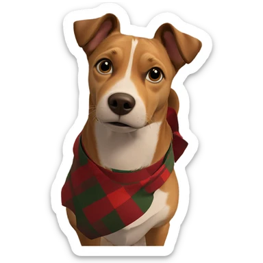 dog beside christmas gift box sticker