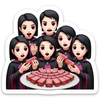 goth vampires eating a SPAM meat dinner sticker