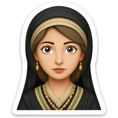 Portrait of a female Iraqi civilian with a neutral expression 1980 sticker
