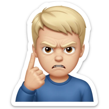 angry boy pointing fingure at his own face sticker
