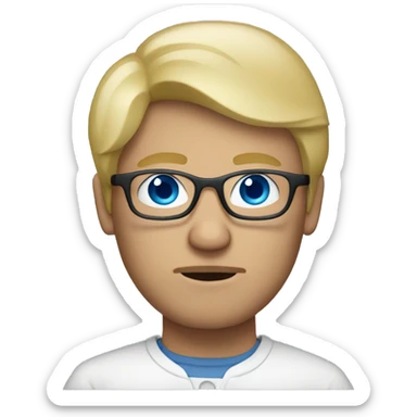 A blond man in glasses with blue eyes being serious sticker