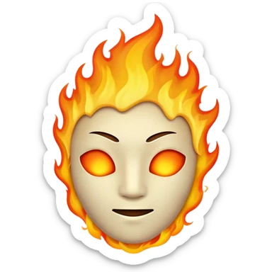 completely featureless head with fire, no eyes, no nose, no mouth, blank face sticker