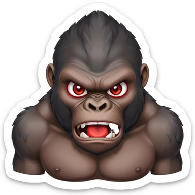 angry looking gorilla red eyes and abs sticker