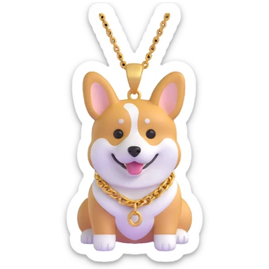 corgi wearing a gold chain sticker