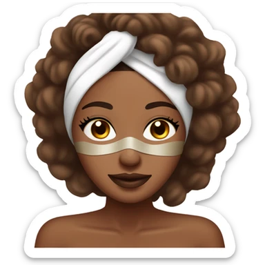 Brown skin Lady with face mask spa beauty full face relaxing sticker