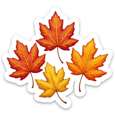 3 autumn leaves, blowing the left in the wind, white background sticker
