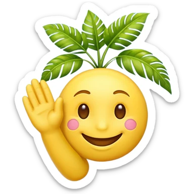 yellow emoji face with palm plant sticker