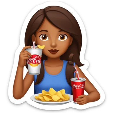 home brown girl with chips and cola  sticker