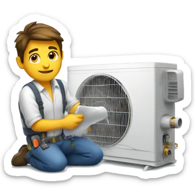 Guy working on air conditioner  sticker