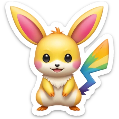 Rainbow-gradients Emolga-Pichu-Victini-fusion sticker
