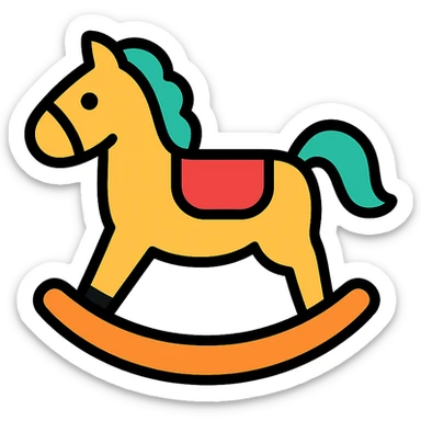 colored rocking horse icon sticker