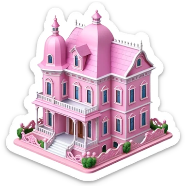 Pink Rococo mansion dollhouse isometric  sticker