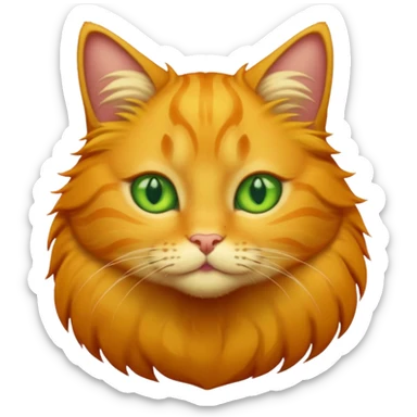 GATO AMARILLO SIN OREJAS VERDES Y OJOS VERDES Y MAS PELUDO sticker