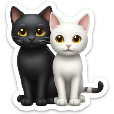 Cheese cat and black cat standing together facing left sticker