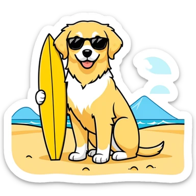 Golden retriever on the Florida beach  sticker