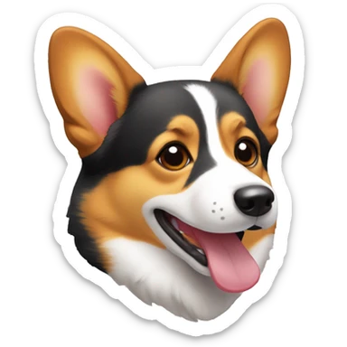 a tricolor corgi. who sticks out his tongue sticker