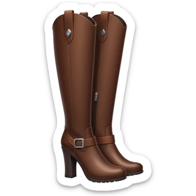 Dark brown tall leather boots with heels sticker