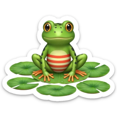 frog in striped pajamas on lily pad bed sticker