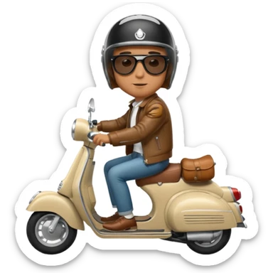 A classic vespa rider with my brothers face. sticker