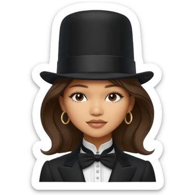 Zendaya wearing a top hat that is bigger than her  sticker