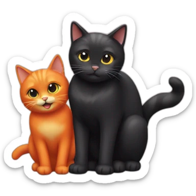 One Black Cat and one Orange Cat being happy sticker