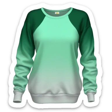 Hyper Realistic isolated cold shoulder mint green and forest green ombre long sleeve tunic sweat shirt . sticker
