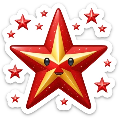 red star glitter space sticker