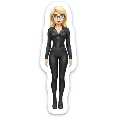  One Dominatrix blonde hair and glasses full body  sticker