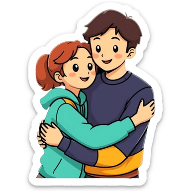 two young lovers reunited  sticker