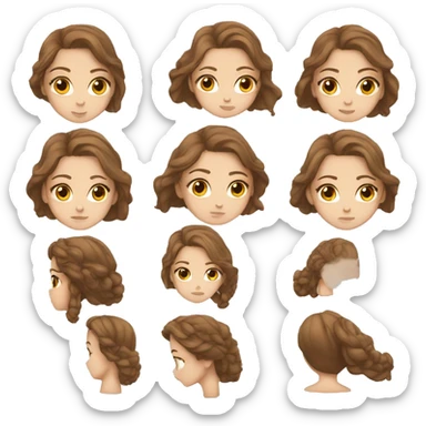 white girl, brown hair, thinking sticker