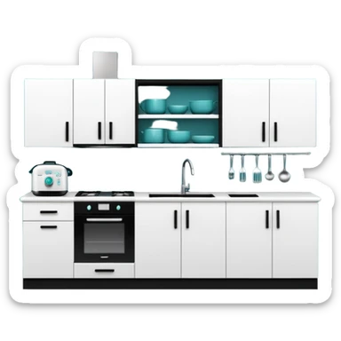 mono chrome kitchen  #005a51 sticker