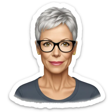 super realistic jamie lee curtis wearing tee sticker