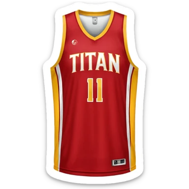 red, yellow, white titan basketball jersey sticker
