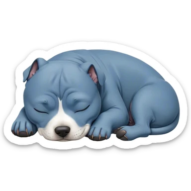 Meme-Worthy Cute Sleeping Blue Staffordshire Bull Terrier Portrait Emoji, Head resting peacefully with a contented smile, showcasing a delightfully compact build and a luxuriously soft blue Fur, eyes shut in a serene nap, Simplified yet hilariously adorable features, highly detailed, glowing with a soft, drowsy light, high shine, relaxed and utterly lovable, stylized with an air of playful laziness, bright and heartwarming, soft glowing outline, capturing the essence of a comically sleepy guardian, so meme-worthy it feels like it could instantly become the next viral sensation of adorable slumber! sticker