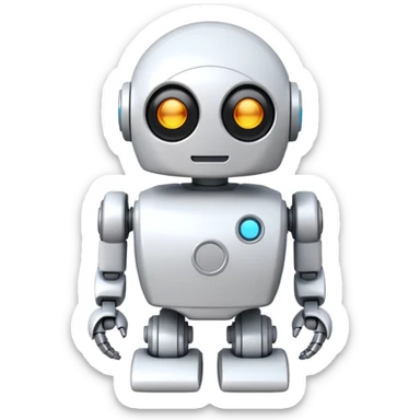 robot old cartoon simple kid toy white innocent funny gudget chatGPT round adorable sticker