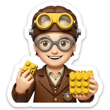 Steampunk Inventor yellow lego toy sticker