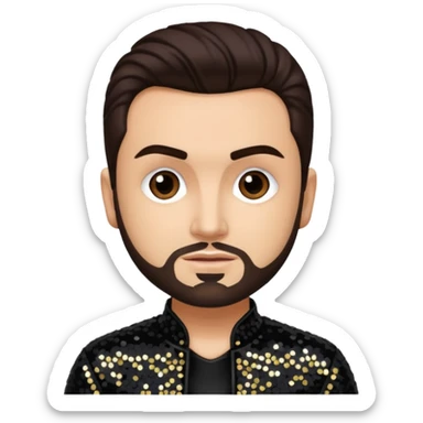 Chris Kirkpatrick from 'N Sync with dark brown hair, black sequin outfit, light skin sticker