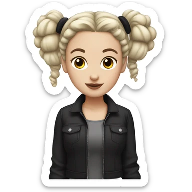 White girl with black tousled space buns sticker