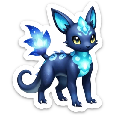 Nebulae Salandit-Meowstic-Umbreon-Fakémon-hybrid-creature (full body)  sticker