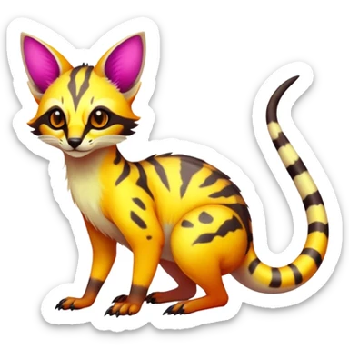 Exotic randomly colored colorful light cute lush neon-colored brightly colored Fakémon-Fionbri-Vernid-Genet-creature with markings (full body) sticker