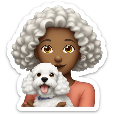 curly girl with a bichon dog sticker