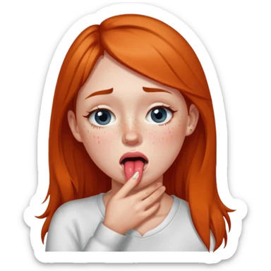 a girl holding her neck sticking her tongue out with tears sticker